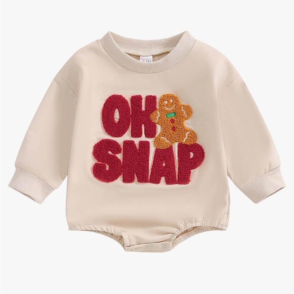 Christmas Bubble Romper - Crewneck Sweatshirt - Oh Snap Gingerbread Baby Outfit
